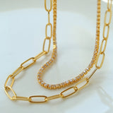 Double Layer Chain Zircon Clavicle Chain