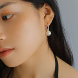 Simple Artificial Pearl Black Agate Earrings