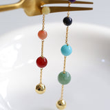 Colored Stone Fringed Earrings