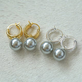 Simple Artificial Pearl Black Agate Earrings