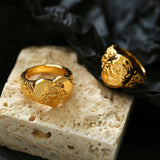 Carved Heart-shaped Lioness Ring