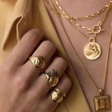 Carved Heart-shaped Lioness Ring