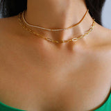 Double Layer Chain Zircon Clavicle Chain