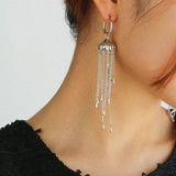 Jellyfish Long Tassel Fringe Earrings