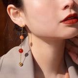 Colored Stone Fringed Earrings