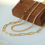 Double Layer Chain Zircon Clavicle Chain