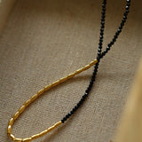 Mini Asymmetrical Black Spinel Beaded Necklace