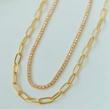 Double Layer Chain Zircon Clavicle Chain
