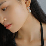 Simple Artificial Pearl Black Agate Earrings