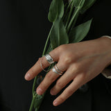 Retro Lava Pearl Double Ring A