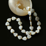 Heart-shaped White Mother-of-pearl Golden Bean  Necklace Bracelet