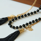 Niche Black Agate Handmade Beaded Necklace