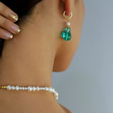 Green Glaze Baroque Spliced Pearl Necklace Earrings