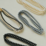 Elegance in Layers：Triple-Layer Gray Pearl Necklace