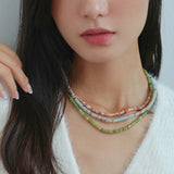 Trendy Rainbow Blue Beaded Necklace