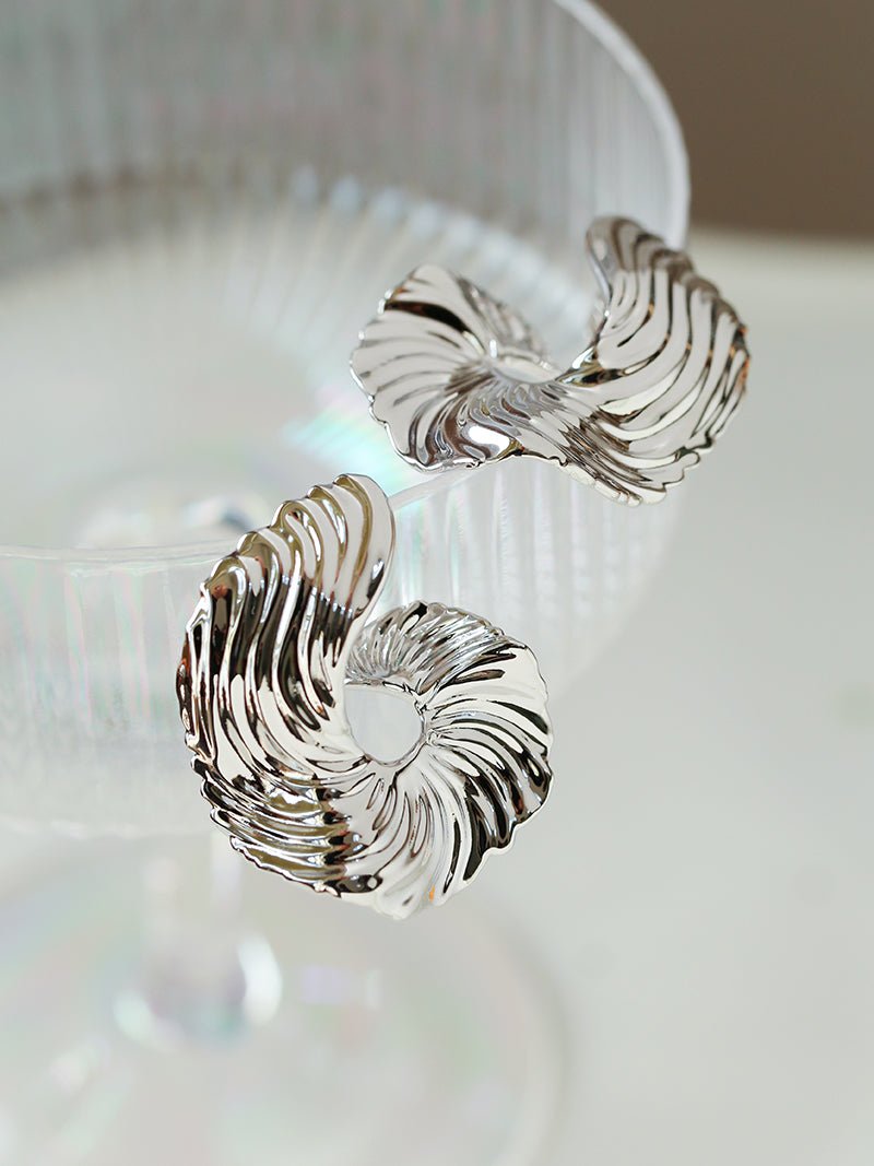 Abstract Wave Texture Statement Earrings - floysun