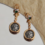 Ancient Greek Athena Silver Coin Earrings - floysun