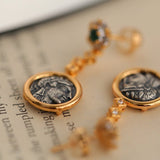 Ancient Greek Athena Silver Coin Earrings - floysun