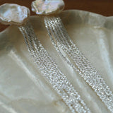 Anemone Chain Tassel Petal Pearl Earrings - floysun
