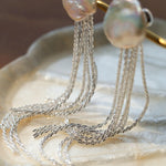 Anemone Chain Tassel Petal Pearl Earrings - floysun