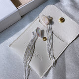 Anemone Chain Tassel Petal Pearl Earrings - floysun