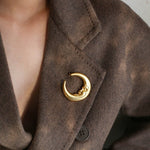 Antique Copper Gold Plated Moon Brooch - floysun