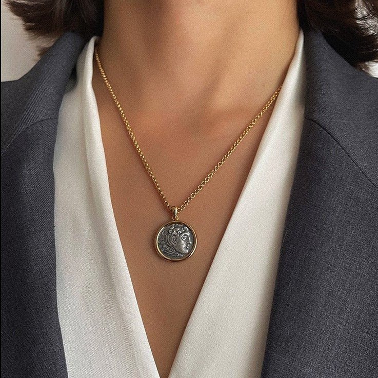 Antique Roman Silver Coin Necklace - floysun