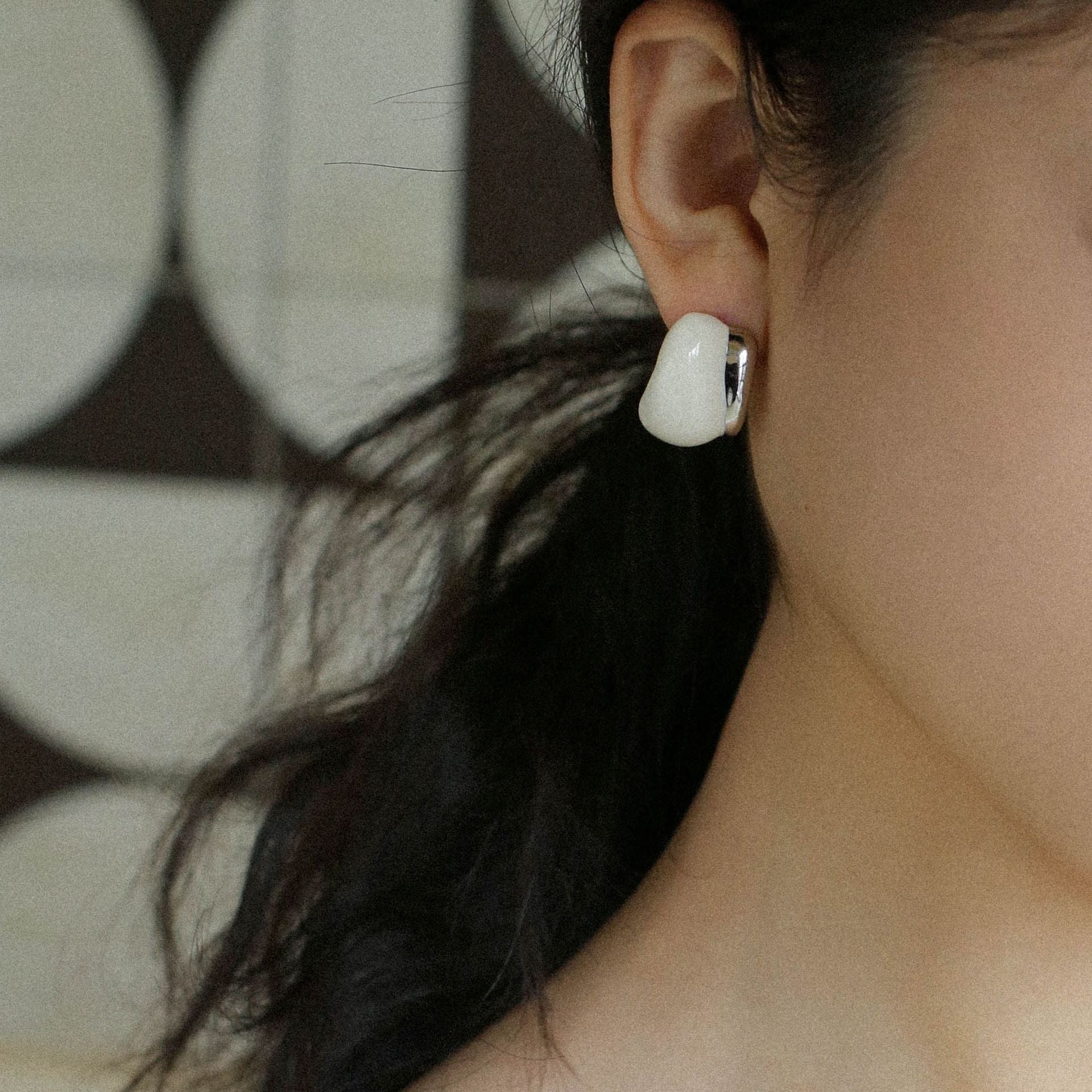 Artisanal Cream Series Enamel Earrings - floysun