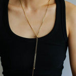 Bare Chain Pulling Y-shaped Necklace - floysun