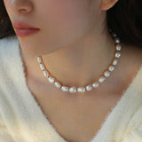 Baroque Freshwater Pearl and Black Thread Statement Necklace - floysun