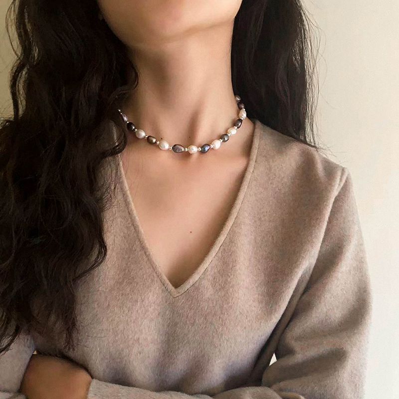 Baroque Mixed Color Pearl Necklace - floysun
