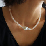 Baroque Pearl Blush Beaded Collar Necklace - floysun