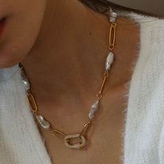 Baroque Pearl Chain Necklace - floysun