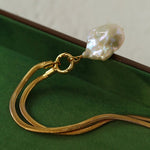 Baroque Pearl Snake Chain Necklace - floysun