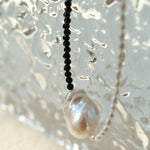 Baroque Pearl Stitching Black Spinel Freshwater Pearl Necklace - floysun