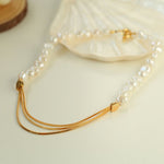 Baroque Pearl Stitching Clavicle Chain Necklace - floysun
