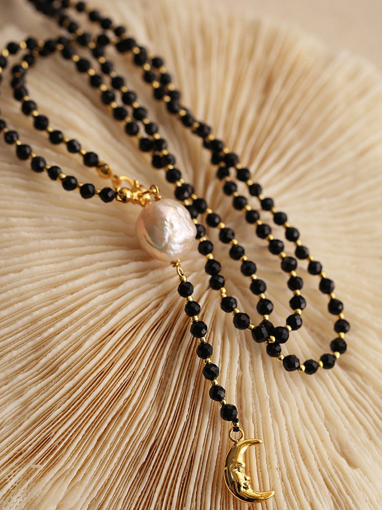 Black Agate Baroque Pearl Necklace - floysun