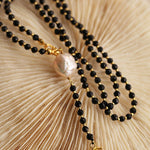 Black Agate Baroque Pearl Necklace - floysun