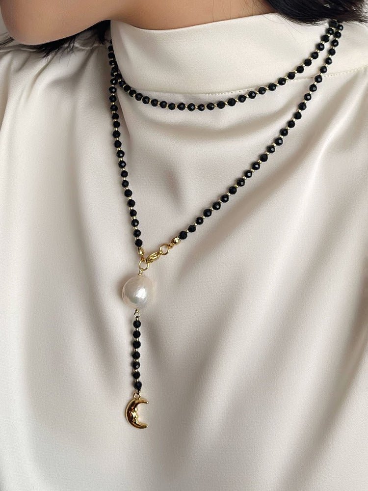 Black Agate Baroque Pearl Necklace - floysun