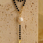 Black Agate Baroque Pearl Necklace - floysun