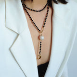 Black Agate Baroque Pearl Necklace - floysun