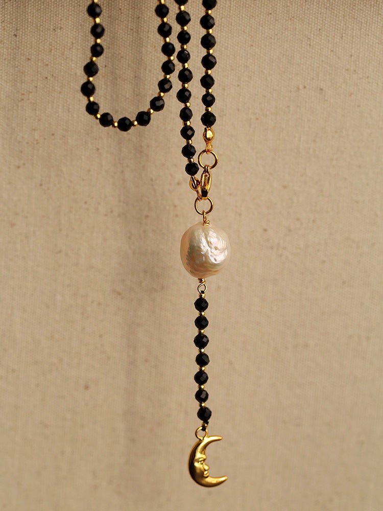 Black Agate Baroque Pearl Necklace - floysun