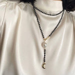 Black Agate Baroque Pearl Necklace - floysun