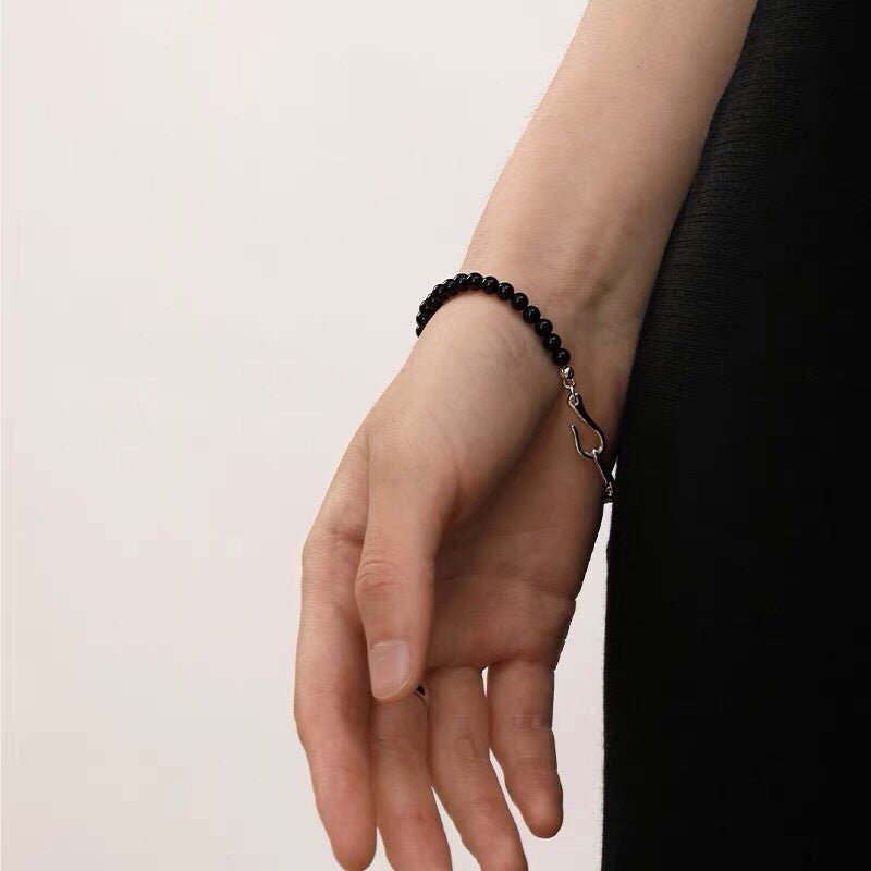 Black Agate Beaded Bracelet - floysun