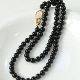 Black Agate Beaded Long Necklace - floysun