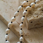 Black Agate Beaded Pearl Necklace - floysun