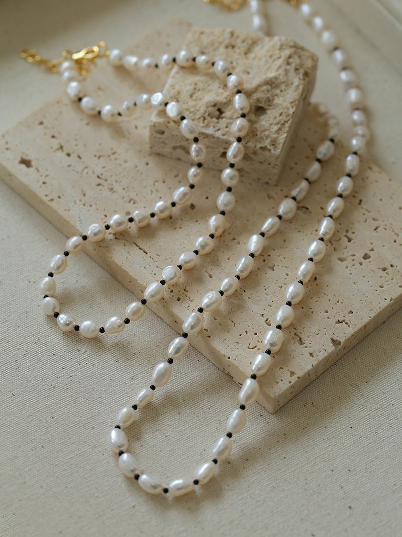 Black Agate Beaded Pearl Necklace - floysun