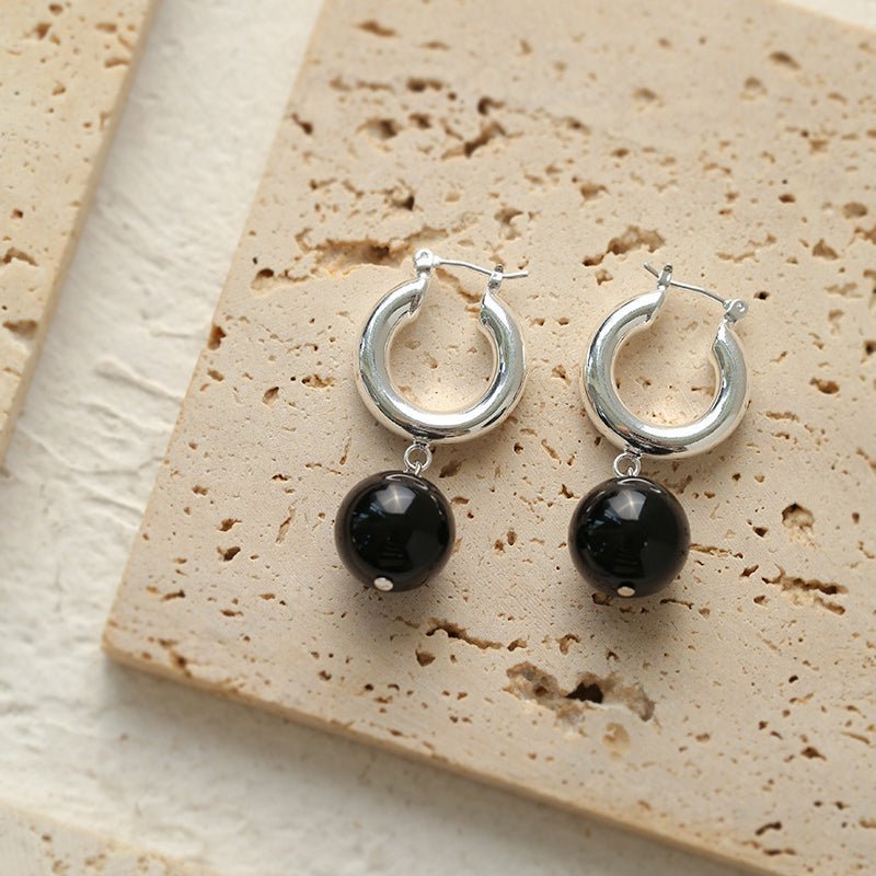 Black Agate Earrings - floysun