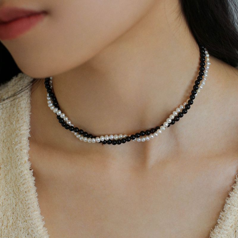 Black Onyx Natural Pearl Necklace - floysun