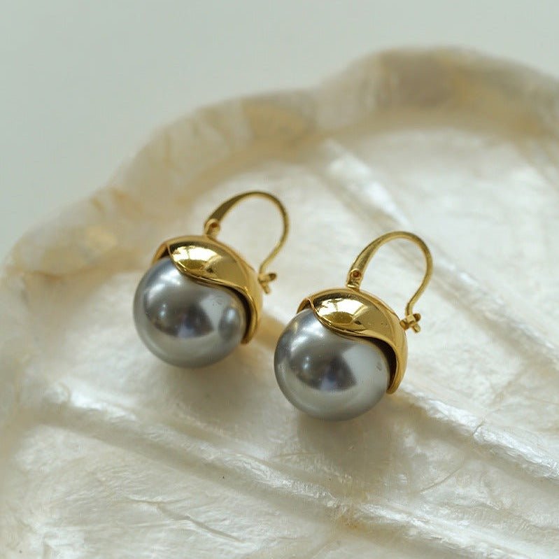 Black Onyx White Pearl Earrings - floysun